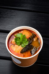 traditional Thai tom yam soup. Thai take away street food