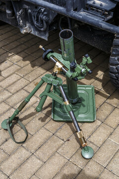 Grenade infantry.automatic grenade launcher on fighting position.Put on the grass