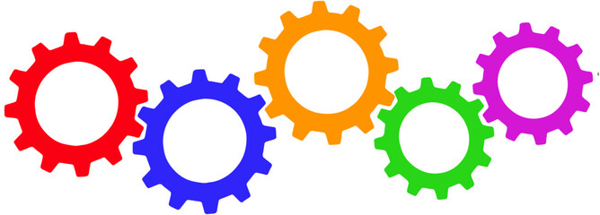 Collaboration of difference, multi national, team game Impellers gears touching each other collaboration concept vector isolated transparent