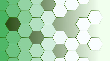 Abstract background with geometric hexagonal pattern. Technological pattern of six-accounts in shades of green.