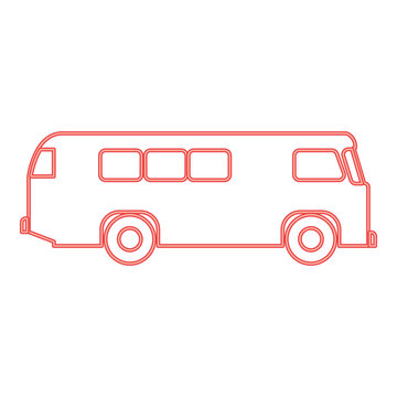 Neon retro bus red color vector illustration image flat style
