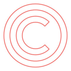 Neon copyright symbol red color vector illustration image flat style