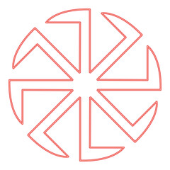 Neon slavic slavonis symbol kolovrat sign sun red color vector illustration image flat style