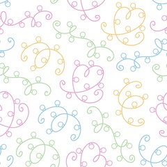 Seamless vector pattern with Christmas lights. Line objects. Colorful palette. Fun design. Cute hand drawn background for packaging, wrapping paper, print, card, gift, fabric, textile, wallpaper.