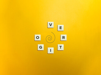Vertigo Word, Icon, and Conceptual Image. Block Letters on Yellow Background.