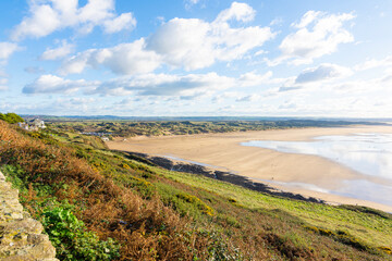 Saunton Beach from the coastal road - Saunton, Devon, England