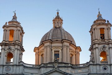 Fototapeta na wymiar The roof of Sant'Agnese in Agone in Rome
