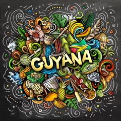 Guyana hand drawn cartoon doodle illustration. Funny local design.
