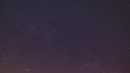 Night Starry Sky With Glowing Stars. Bright Glow Of Sky Stars. Copy Space. Natural Night Background Backdrop Time Lapse Time-Lapse 4K