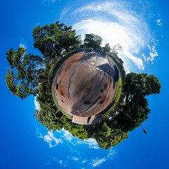 Little planet skate park in Bariri, Sao Paulo State, Brazil