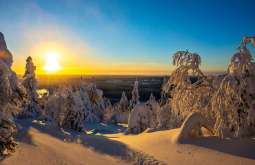 Arctic sunset Lapland Finland