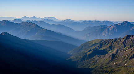 Austrian mountain landscape in the morning light, Tyrol, Austria, Europe