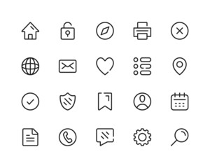 UI line icons. User interface. Outline symbols set. Thin line design graphic elements collection. Modern style concepts. Vector line icons set