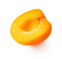 Fresh half apricot fruit isolated on white background with clipping path.