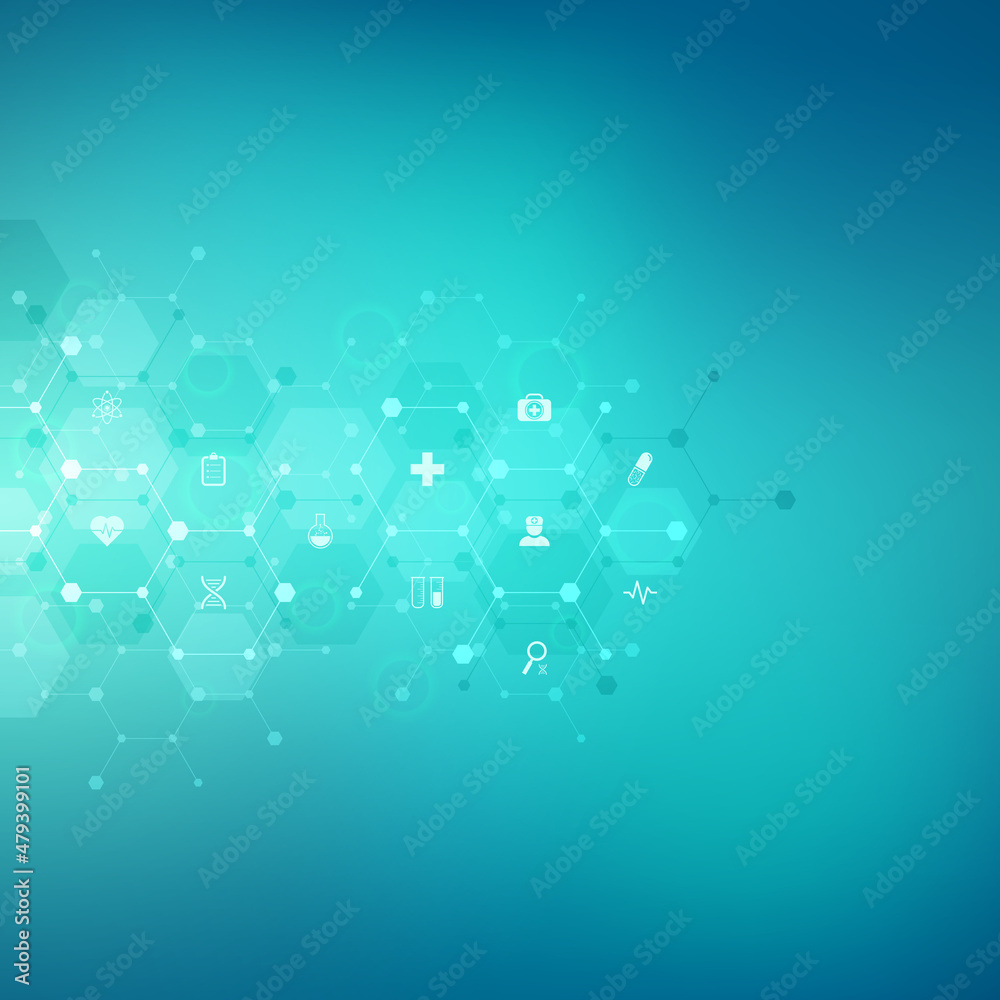 Canvas Prints medical background with flat icons and symbols. template design with concept and idea for the health