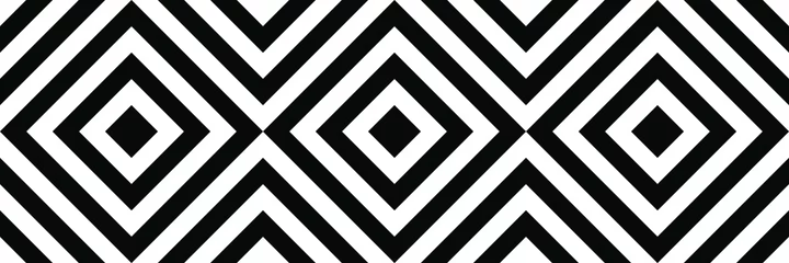 Gordijnen Witte en zwarte abstracte lijn geometrische diagonale vierkante naadloze patroon banner achtergrond. Vector illustratie. © Sudakarn