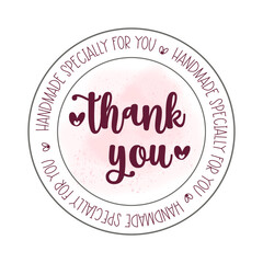 Thank you packaging round sticker. Vector illustration.