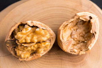 Walnut opened in warm light