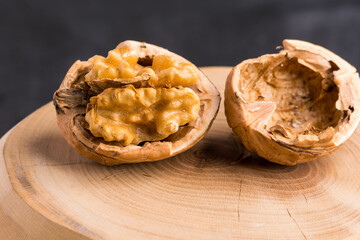 Walnut opened in warm light