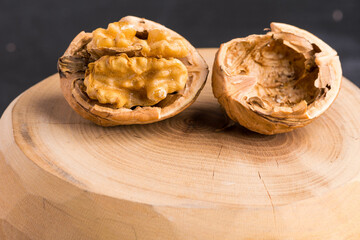 Walnut opened in warm light