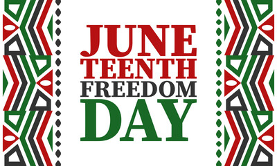 Juneteenth. Freedom and Emancipation day in June. Independence Day. Annual African-American holiday, celebrated in June 19. American history and heritage. Vector poster, illustration and banner