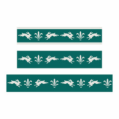 A set of horizontal borders with hares. Vector seamless borders for wallpaper, tape, ribbons and other designs.