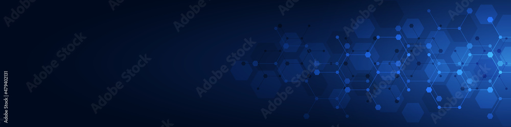 Poster Abstract background and design element with geometric shape and hexagons pattern for banner or website header template