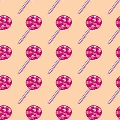 lollipop candy vector illustration seamless pattern