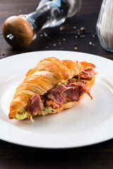 croissant with bacon french breakfast