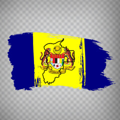 Flag of  Putrajaya from brush strokes. High quality map and flag  Federal Territory of Putrajaya  for your web site design, app  on transparent background.  Malaysia. EPS10.