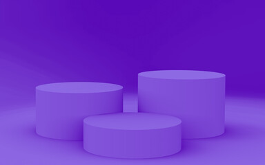 Abstract 3d purple violet color cylinder podium minimal studio background.