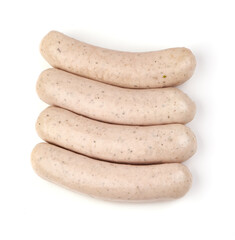Bavarian sausages, isolated on white background.