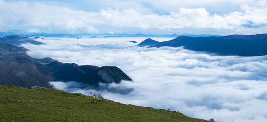 Sea of clouds in the Sakana valley, Navarra, Spain