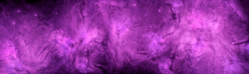 Nebula and stars of night sky banner. Abstract  space purple background 