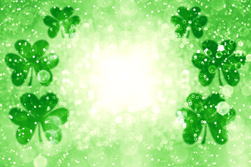 Abstract lucky St Patrick’s Day shamrock sale background border