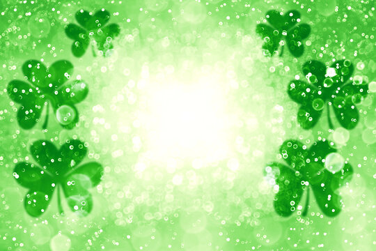 Abstract lucky St Patrick’s Day shamrock sale background border