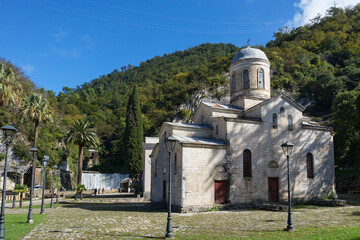 Church of St. Simon the Canaanite, New Athos, Abkhazia. The temple dates back to 9th or 10th century and is one of popular tourist destination in Novy Afon