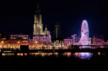 Fotobehang Antwerpen - België bij nacht © Emil