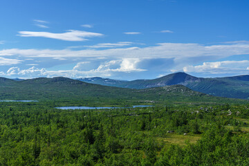Beautiful landscape view from the vast highlands of Sweden