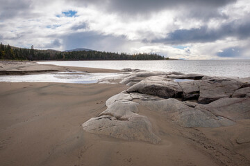Beach at Neys Provincial Park in Northwestern Ontario, Canada, on the shore of Lake Superior.