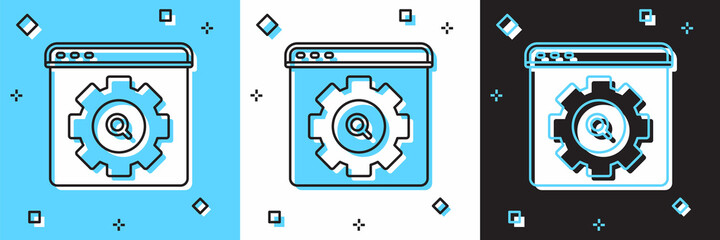 Set Browser setting icon isolated on blue and white, black background. Adjusting, service, maintenance, repair, fixing. Vector