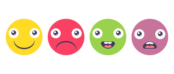 Vector set icons of emoji in different mood.