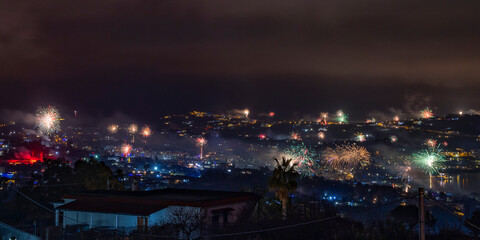 Fototapeta na wymiar fireworks night view of the city