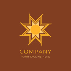 solar power luxury logo. elegant minimalist pattern symbol design with sunshine shape