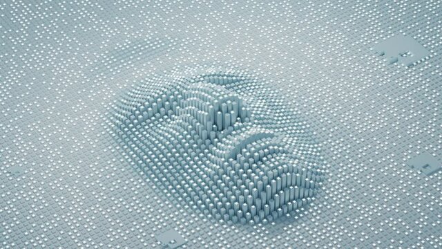 Concept of virtual reality or cyberspace, Futuristic man or robot head. abstract visualization of artificial intelligence and face recognition technology