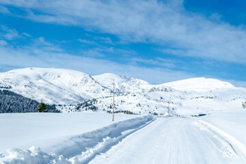 snow covered mountains