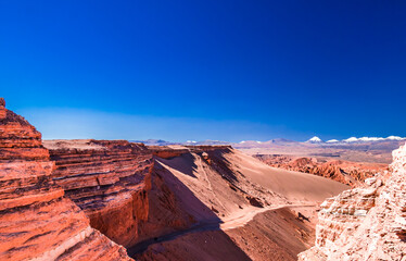 Fototapeta na wymiar Canyon at Valle de la Muerte - Valley of death - in the Atacama Desert in northern Chile