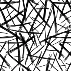 Fotobehang Schilder en tekenlijnen Naadloos patroon met penseelstreken in zwart potlood