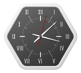 Clock face. Realistic elegant shape time watch
