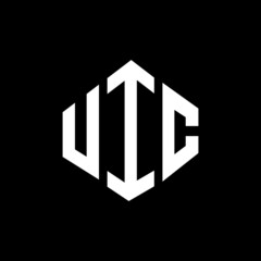 UIC letter logo design with polygon shape. UIC polygon and cube shape logo design. UIC hexagon vector logo template white and black colors. UIC monogram, business and real estate logo.